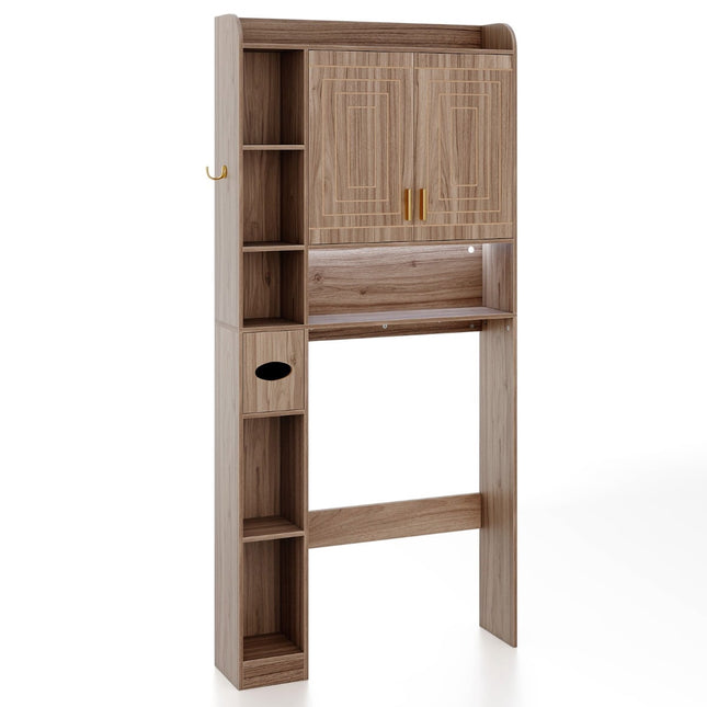 Over-Toilet Cabinet with LED Light, Adjustable Shelves