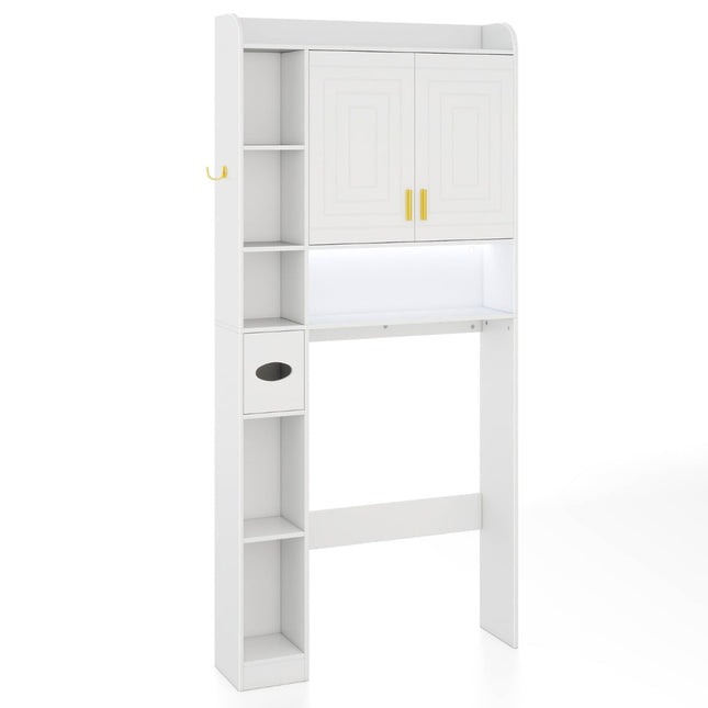 Over-Toilet Cabinet with LED Light and Adjustable Shelves