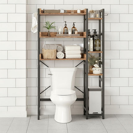 Over-Toilet Shelf, 3-Tier With Side Shelves, Metal-MDF