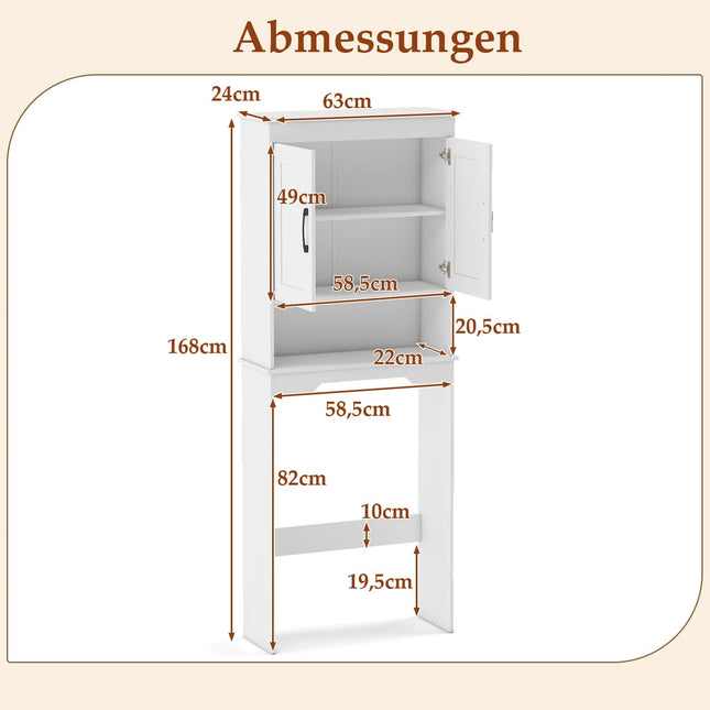 Over-Toilet Storage Cabinet, Adjustable Shelf, 168 cm