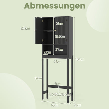 Over-Toilet Storage Cabinet, Adjustable Shelf, Black