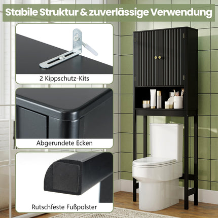 Over-Toilet Storage Cabinet, Adjustable Shelf, Black