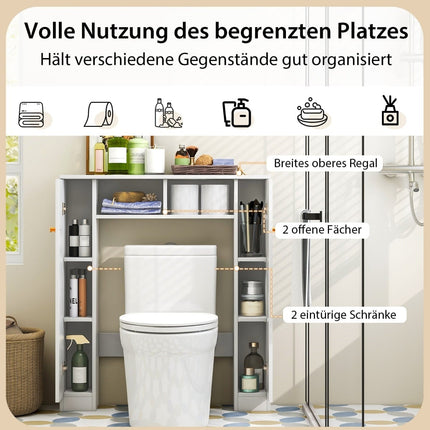 Over-Toilet Storage Cabinet, Adjustable Shelves, White