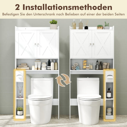 Over-Toilet Storage Cabinet, Adjustable Shelves, White