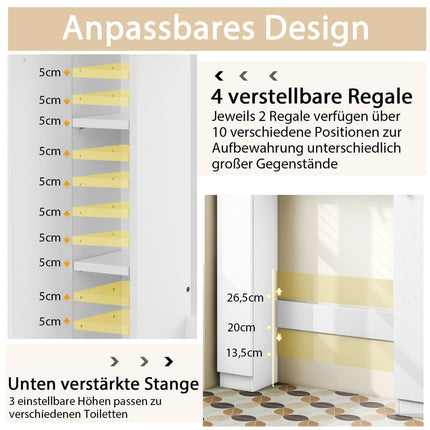 Over-Toilet Storage Cabinet, Adjustable Shelves, White
