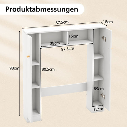 Over-Toilet Storage Cabinet, Adjustable Shelves, White