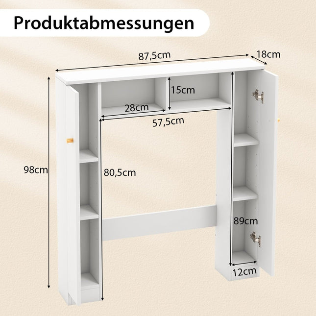 Over-Toilet Storage Cabinet, Adjustable Shelves, White