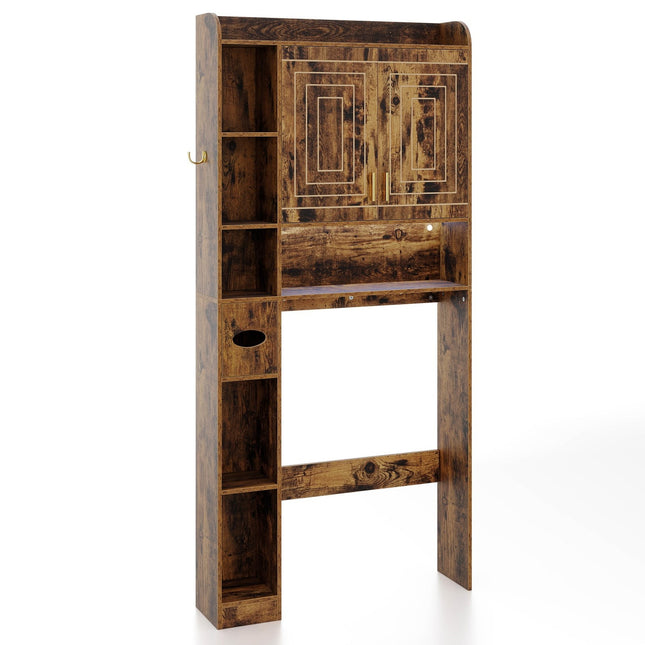 Over-Toilet Storage Cabinet, LED Light, Adjustable Shelves