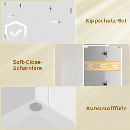 Over-Washer Cabinet with Soft-Close Hinges, White/Natural