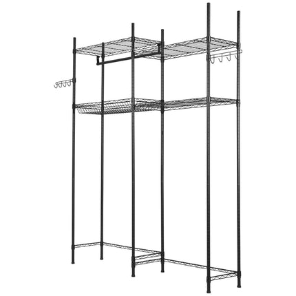 Over Washer Dryer Storage Shelf, 4-Tier, Rod And Hooks
