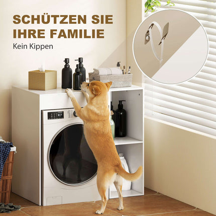 Over-Washer Storage Cabinet, White, Open Shelves