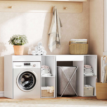Over-Washer Storage Cabinet, White, Open Shelves