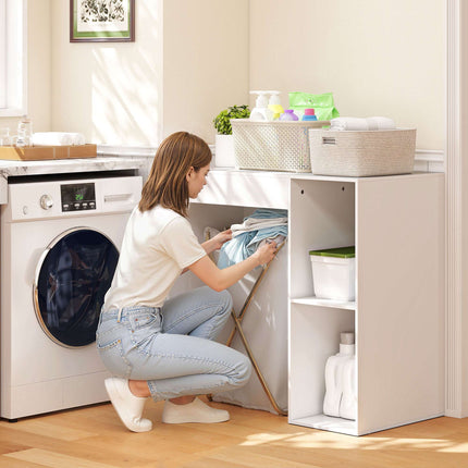 Over-Washer Storage Cabinet, White, Open Shelves