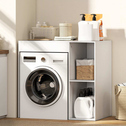 Over-Washer Storage Cabinet, White, Open Shelves