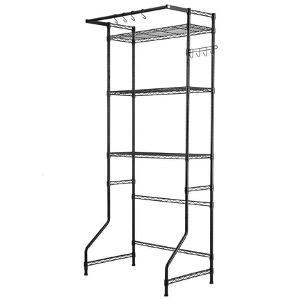 Over Washer and Dryer Storage Shelf, 3-Tier Rod, Hooks