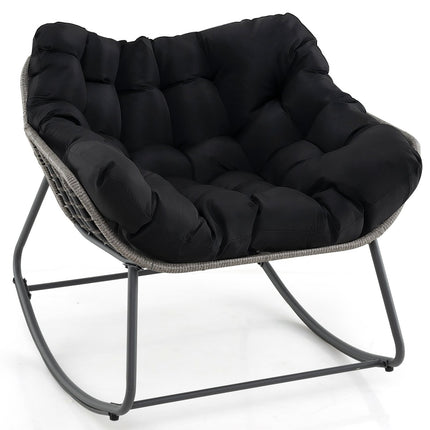 Oversized Black Rocking Chair with Removable Cushion