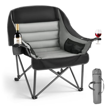 Oversized Camping Chair, 450 lb Capacity, Padded, Cup Holders