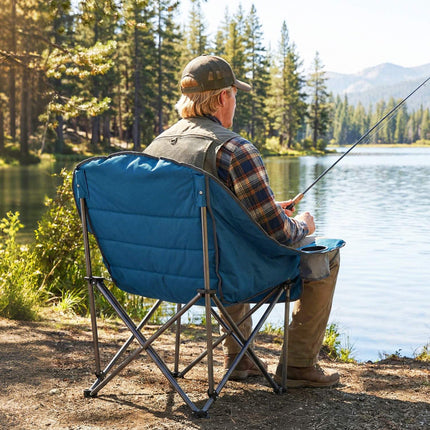 Oversized Camping Chair with Cup Holder – Blue, 500 lbs Capacity