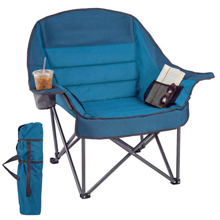 Oversized Camping Chair with Cup Holder – Blue, 500 lbs Capacity