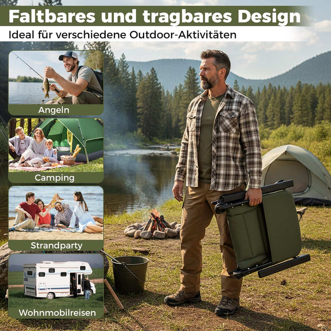 Extra grote opvouwbare campingstoel, robuust en verstelbaar.