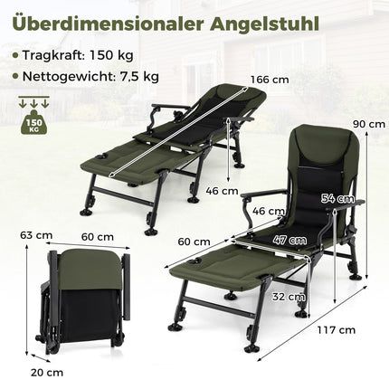 Oversized Folding Camping Chair with Footrest – Green