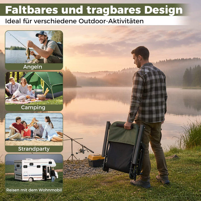 Oversized Folding Camping Chair with Footrest – Green