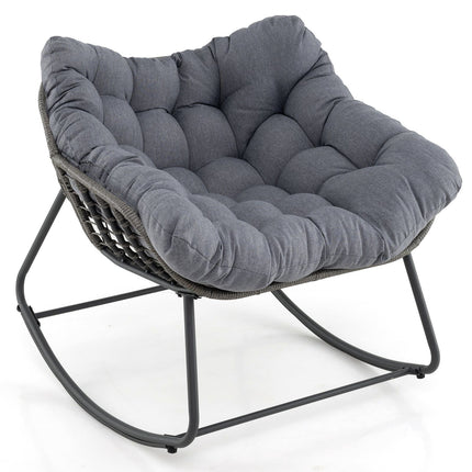 Oversized Gray Rocking Chair with Removable Cushion