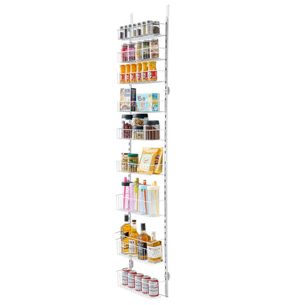 Over-the-Door Pantry Organizer, 9-Tier Steel, White