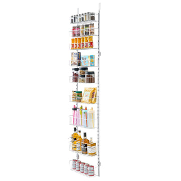Over-the-Door Pantry Organizer, 9-Tier Steel, White