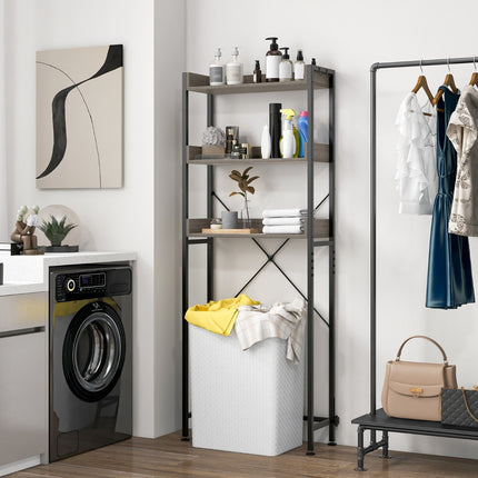 Over-the-Toilet Storage Rack, 3-Shelf, Hooks, Adjustable Bar
