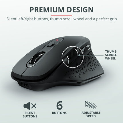 Ozaa Wireless mouse rechargeable Black