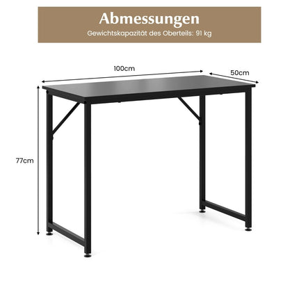 PC table with adjustable foot pads, compact computer desk, 100 x 50 x 77 cm, black