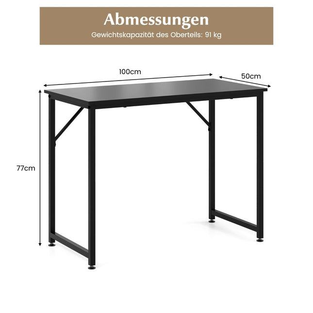 PC table with adjustable foot pads, compact computer desk, 100 x 50 x 77 cm, black