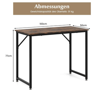PC table with adjustable foot pads, compact computer desk, 100 x 50 x 77 cm, brown