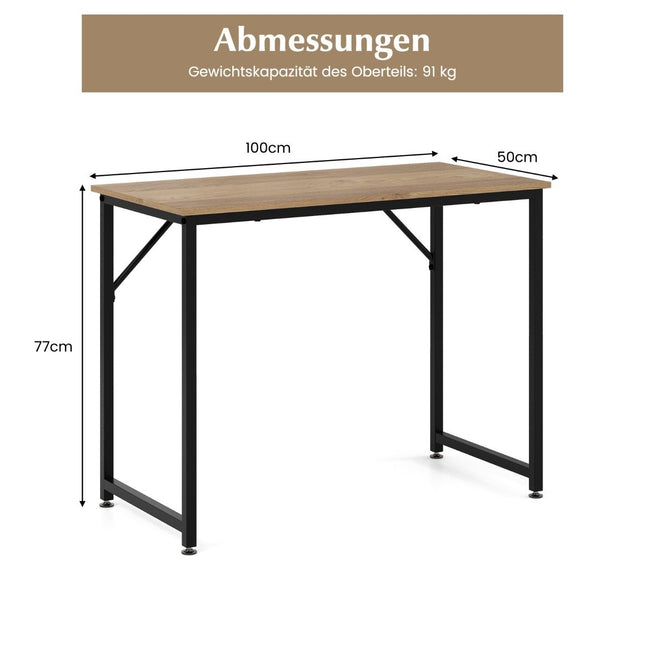 PC table with adjustable foot pads, compact computer desk, 100 x 50 x 77 cm, natural