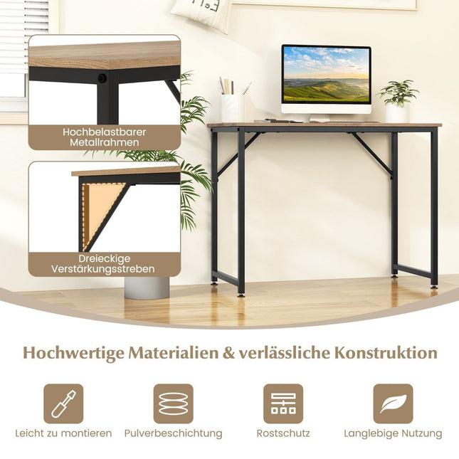 PC table with adjustable foot pads, compact computer desk, 100 x 50 x 77 cm, natural