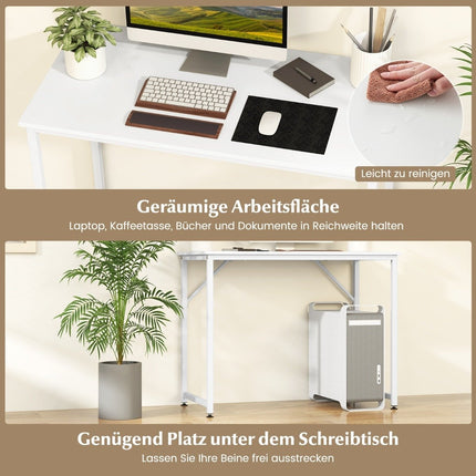 PC table with adjustable foot pads, compact computer desk, 100 x 50 x 77 cm, white