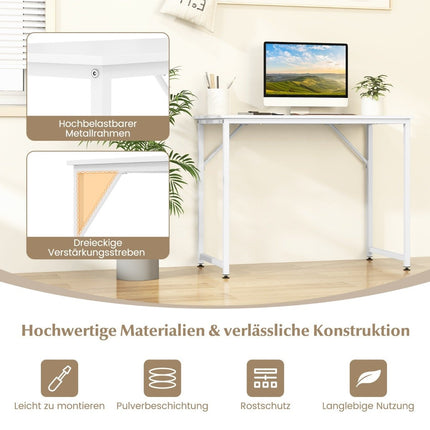 PC table with adjustable foot pads, compact computer desk, 100 x 50 x 77 cm, white