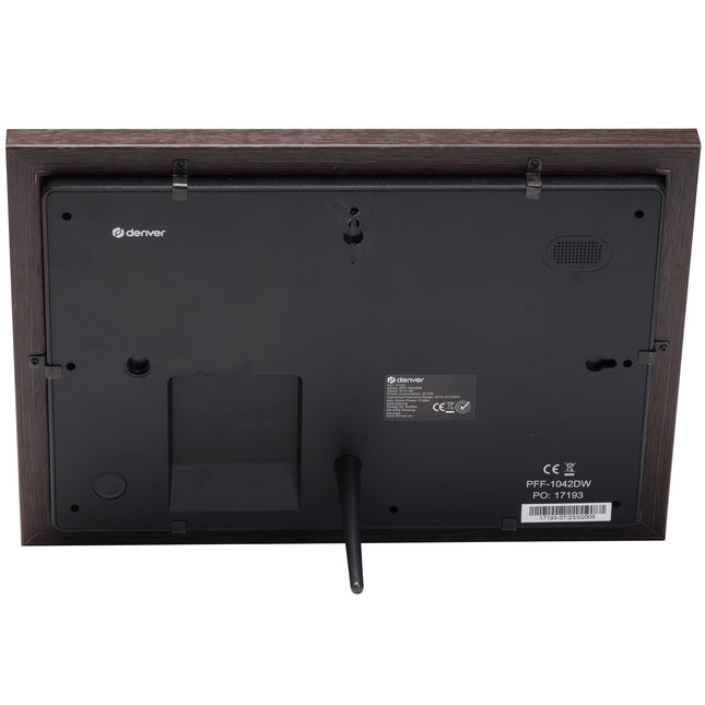 PFF-1042DW 10.1” digital Wi-Fi photo frame with FRAMEO software. Dark wood frame.