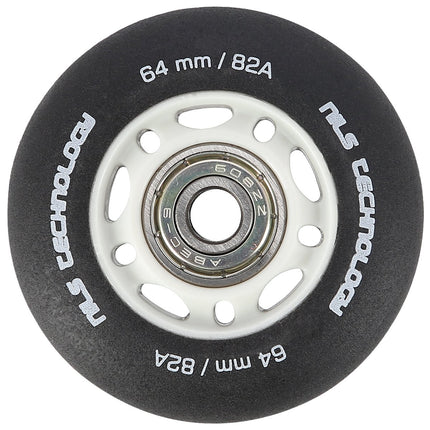 PU 64x24 82A Black Wheels & ABEC-9 Bearings Set