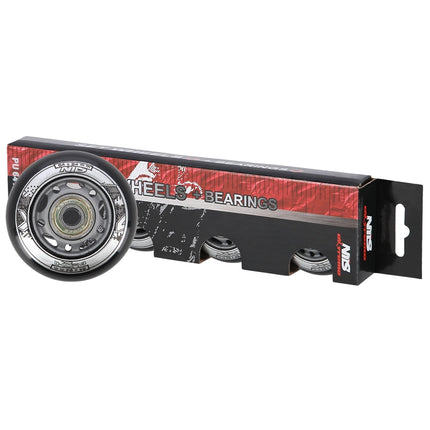 PU 64x24 82A Black Wheels & ABEC-9 Bearings Set
