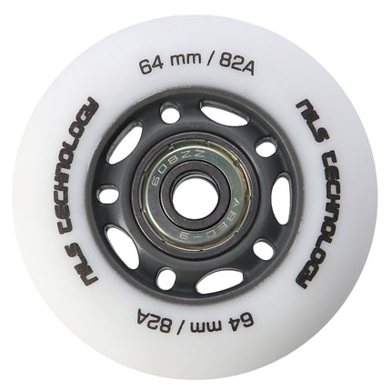 PU 64x24 82A White Wheels & ABEC-9 Bearings Set