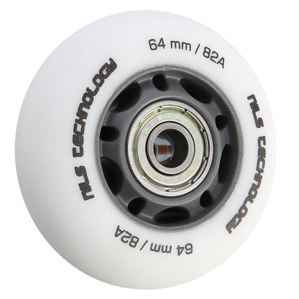 PU 64x24 82A White Wheels & ABEC-9 Bearings Set