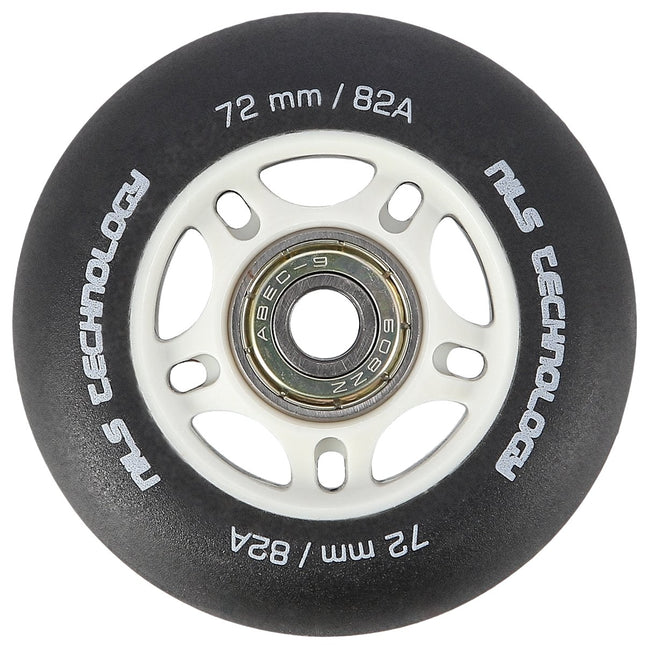 PU 72x24 82A Black Skateboard Wheels & ABEC-9 Bearings Set