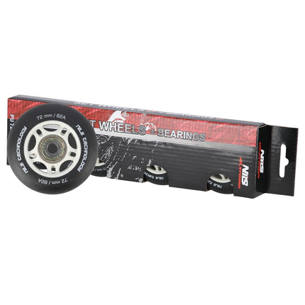 PU 72x24 82A Black Skateboard Wheels & ABEC-9 Bearings Set