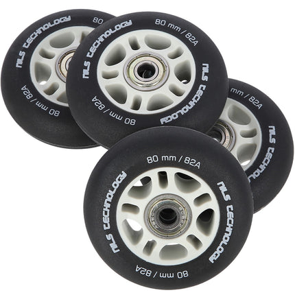PU 80x24 Black Mat Wheels (4) + ABEC-9 Bearings (8) Set