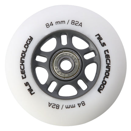 PU 84x24 82A White Wheels & ABEC-9 Bearings Set