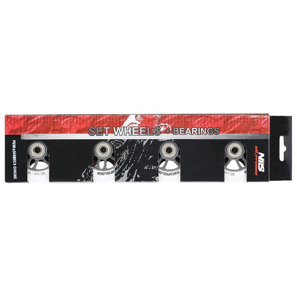PU 90x24 82A White Wheels & ABEC-9 Bearings Set