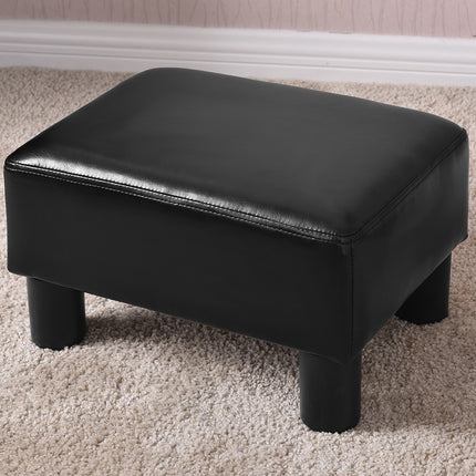 PU Leather Ottoman Footstool, Black, 150 kg Capacity