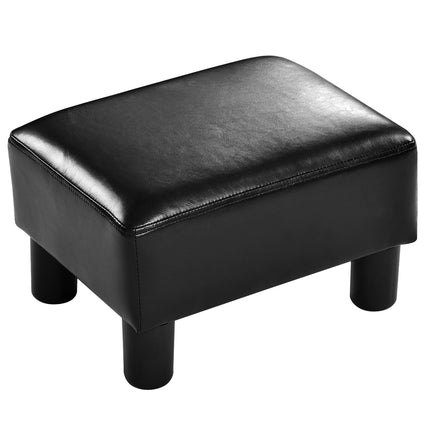 PU Leather Ottoman Footstool, Black, 150 kg Capacity
